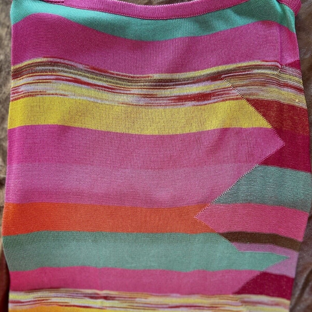 MISSONI 2 PIECE multicolor chevron zig zag striped knit top maxi skirt dress 6-8 - Picture 4 of 6